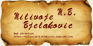 Milivoje Bjelaković vizit kartica